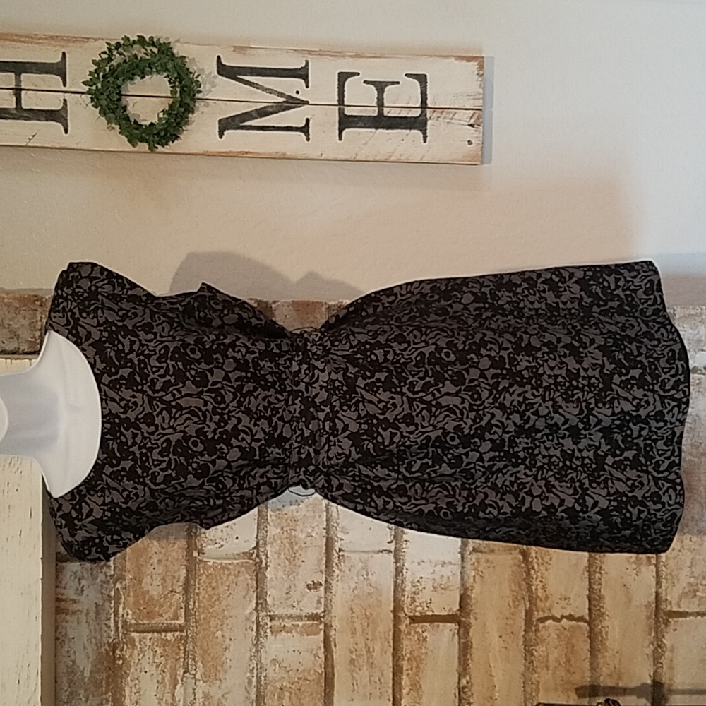 Banana Republic Gray Black Floral Jacquard Cap Sleeve Midi Dress